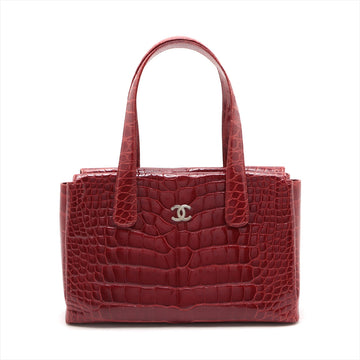 New 1:1 Rep Top Quality Chanel Coco Crocodile Tote Bag Red Silver G  9th