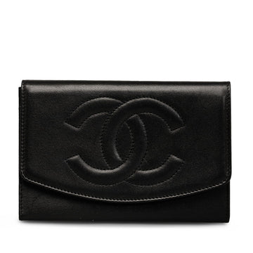 Top Quality Chanel Double Folded Wallet Lambskin Black Ladies
