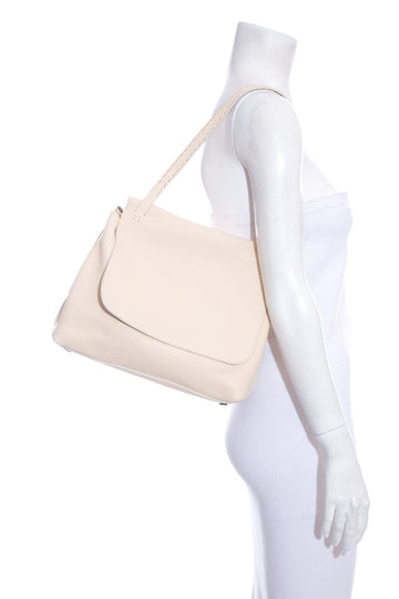 The Row Ivory Fine Grain Leather "The Sidekick" Handbag