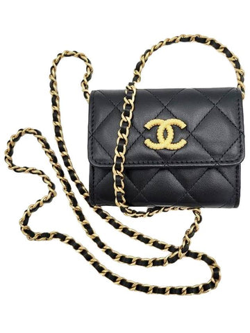 CC Logo Gold Chain Mini Cross Bag Black Chanel