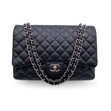 Top Quality Chanel Black Quilted Caviar Maxi Timeless Classic 2.55 Double New Bag