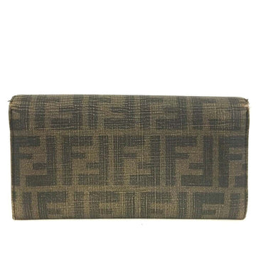 Vintage, classic, Fendi, brown leather Zucca print, bi-fold, XL checkbook wallet