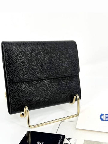Logo caviar bifold wallet black Chanel
