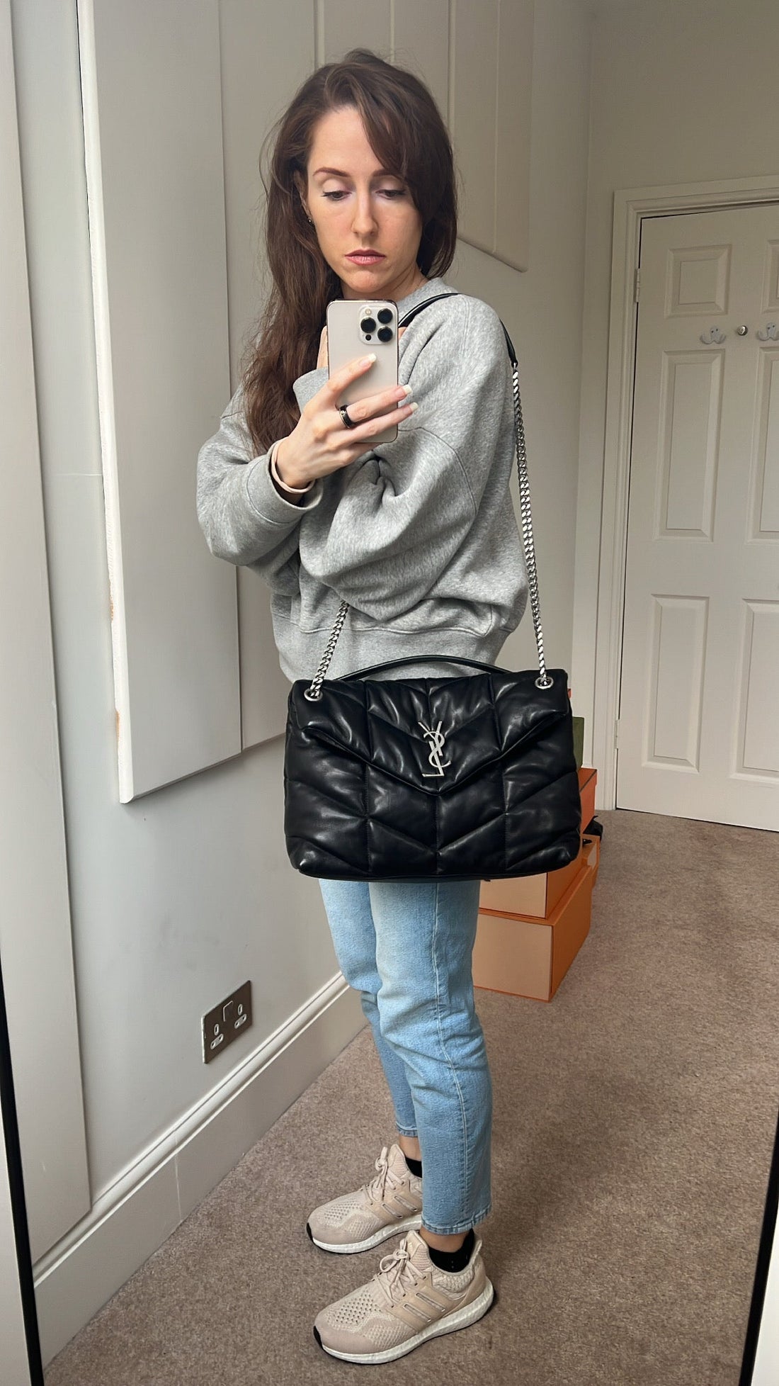 Yves Saint Laurent (YSL) Medium Black Quilted Puffer Silver Hardware
