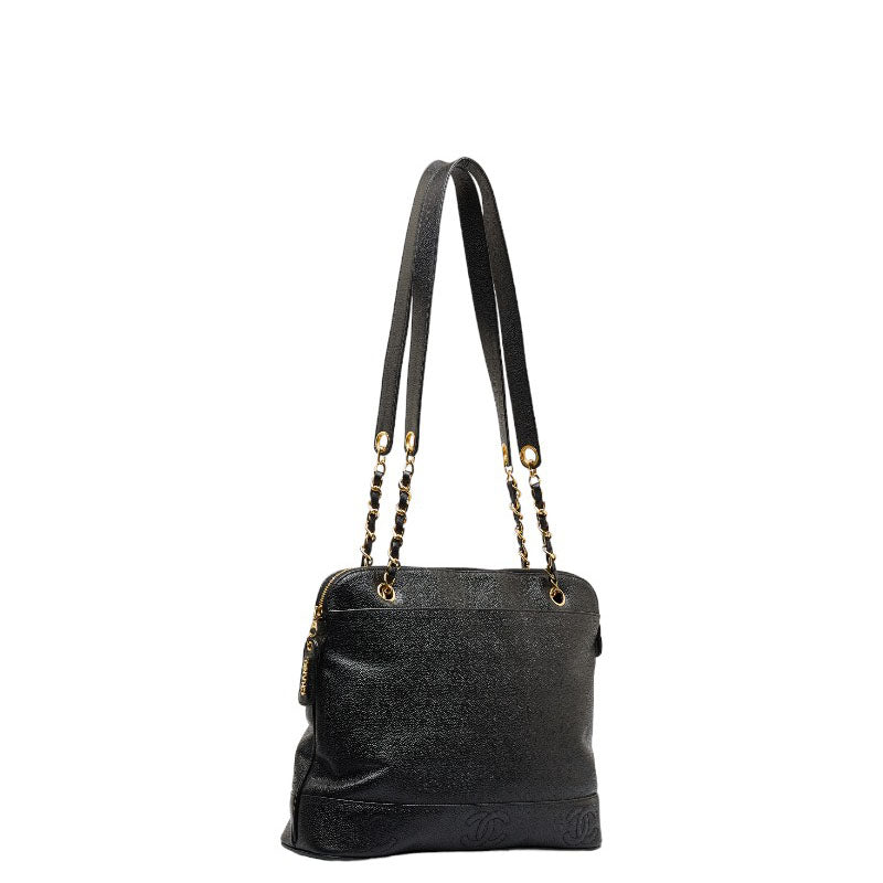 New 1:1 Rep Top Quality Chanel Triple Co. Gold  Chain houlder Bag Black Caviar S  CHANEL