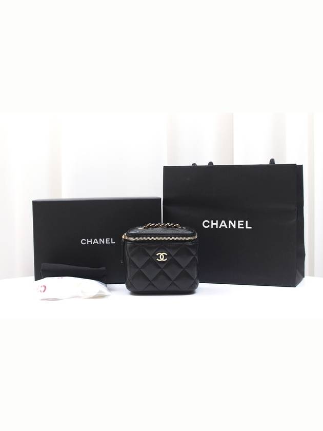 Classic chain square mini vanity bag black lambskin gold AP1340 Chanel