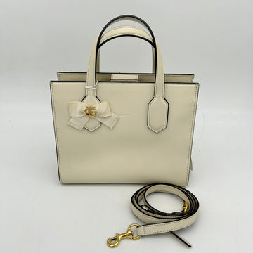 Gucci GG Ribbon White Satchel Leather Handbag Small