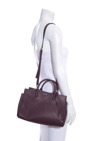 Saint Laurent Baby Cabas Burgundy Tote