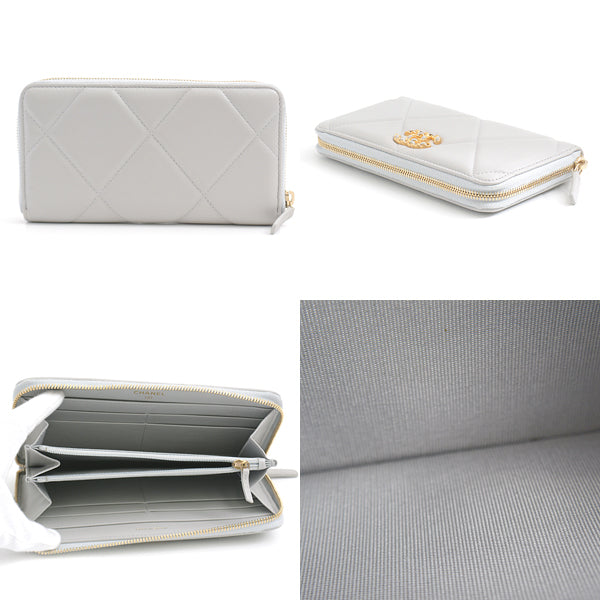 Top Quality Chanel Lambskin Round Zipper Long Wallet Gray