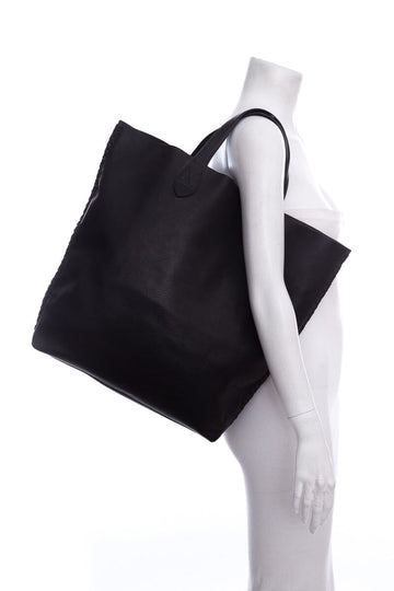 Ralph Lauren Black Braided Edge Leather Tote