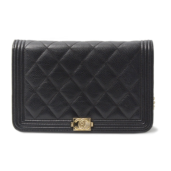 Top Quality Chanel Caviar Skin Matelasse Boy Chain Wallet