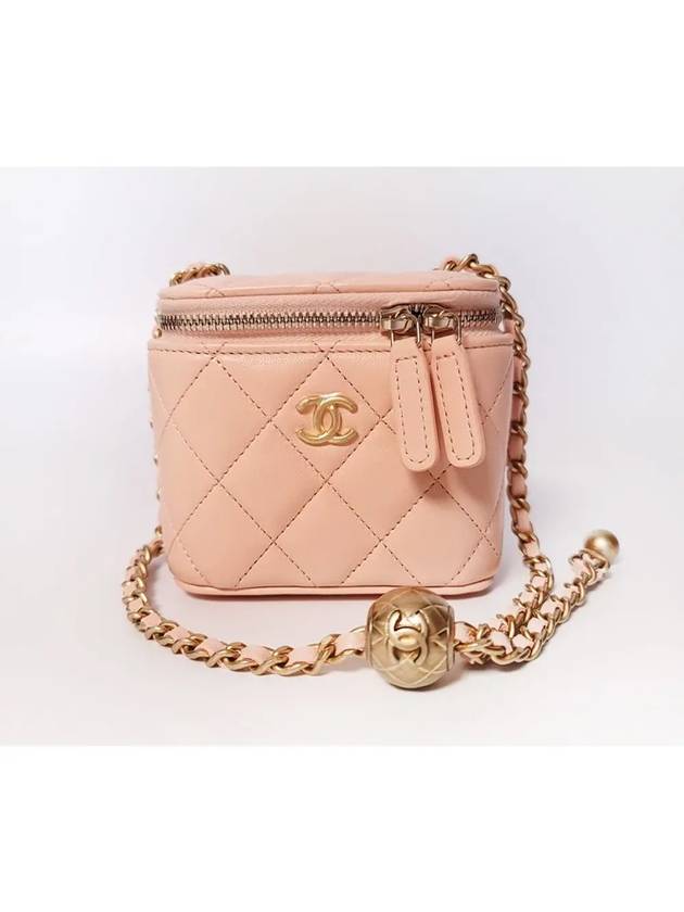 CC Logo Classic Vanity Small Cosmetic Case Mini Bag Light Orange Chanel