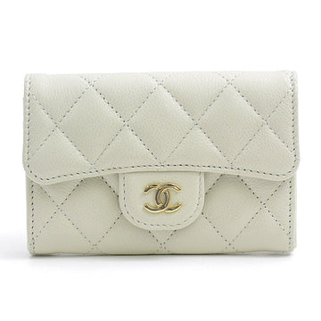 Top Quality Chanel Caviar Skin Matelasse Classic Flap Card Case Light Grey