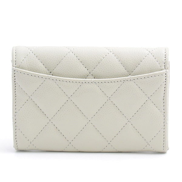 Top Quality Chanel Caviar Skin Matelasse Classic Flap Card Case Light Grey