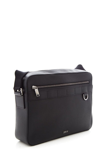 Dior Black Leather Safari Messenger Handbag