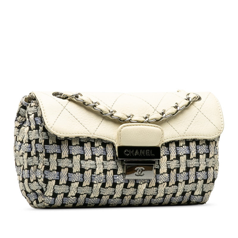 New 1:1 Rep Top Quality Chanel Wild Stitch Flap Bag in Tweed Wool White Blue