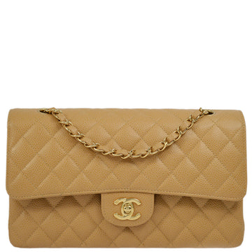 New 1:1 Rep Top Quality Chanel Beige Caviar Medium Classic Double Flap Shoulder Bag