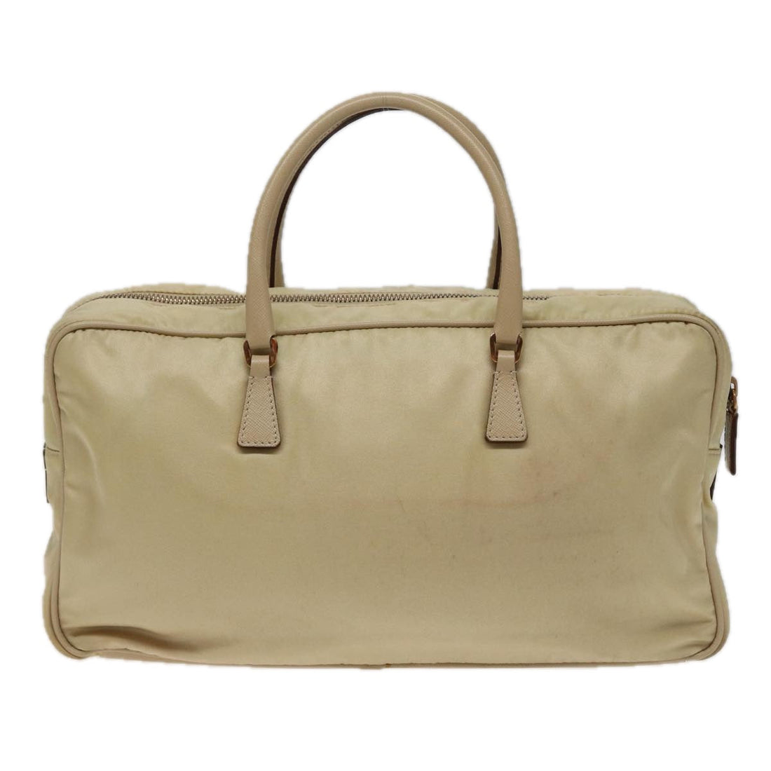 PRADA Hand Bag Nylon Cream Auth 79109