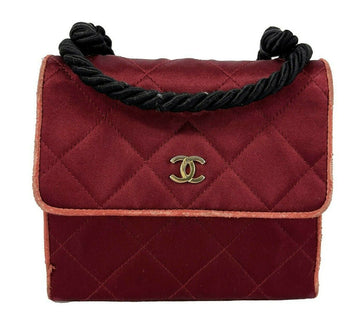 Top Quality Chanel -  Mini Satin Quilted Rope Shoulder Crossbody - Burgundy / Black