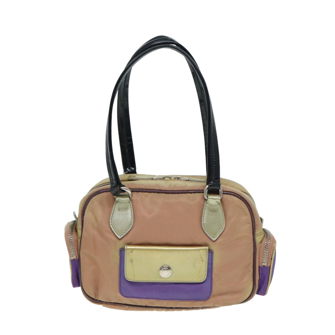 PRADA Hand Bag Nylon Purple Gold Auth 79674