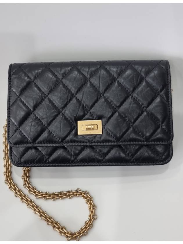 WOC Gold Hardware  Calfskin Chain Cross Bag Black Chanel