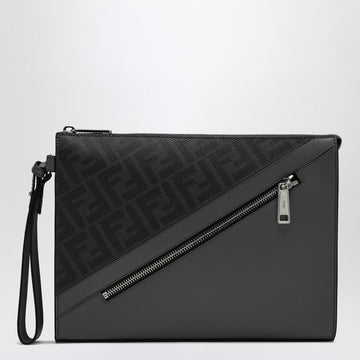 Fendi Fendi Diagonal Pouch In Grey Ff Canvas Men