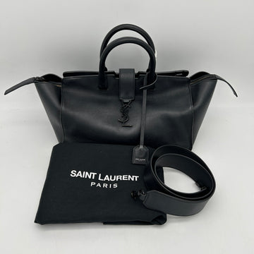 Saint Laurent Downtown Cabas Black Leather Tote Bag
