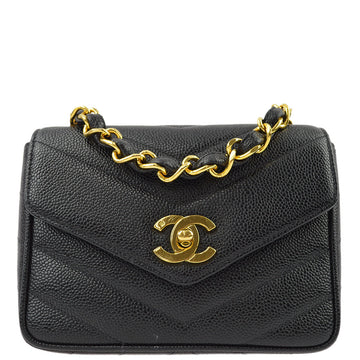 New 1:1 Rep Top Quality Chanel Black Caviar V-Stitch Mini Square Shoulder Bag 17