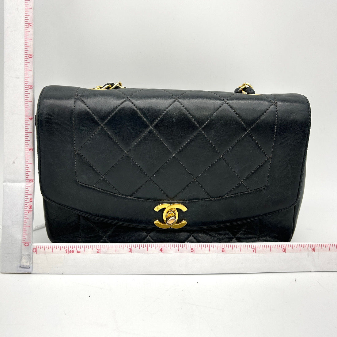 Top Quality Chanel Diana Flap Chain Shoulder Bag Black Quilted Lambskin Purse LA26418
