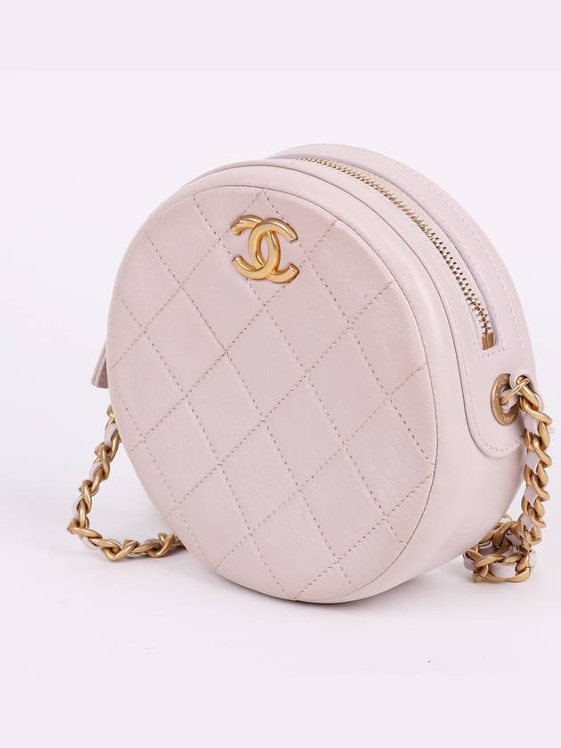 CC gold plated light pink small round chain bag AS1898 Chanel
