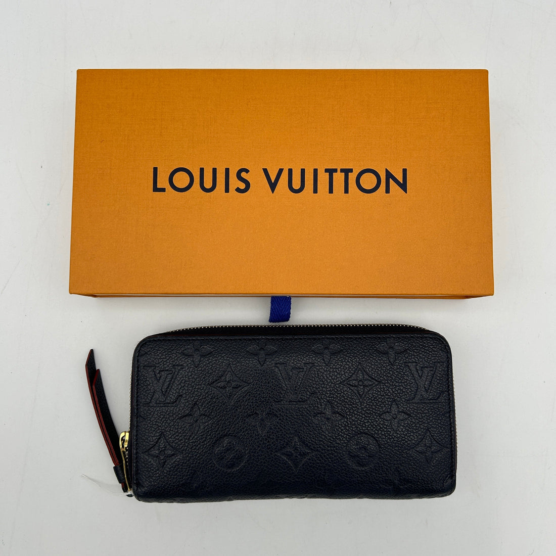 Louis Vuitton Monogram Empreinte Zippy Wallet Navy Leather