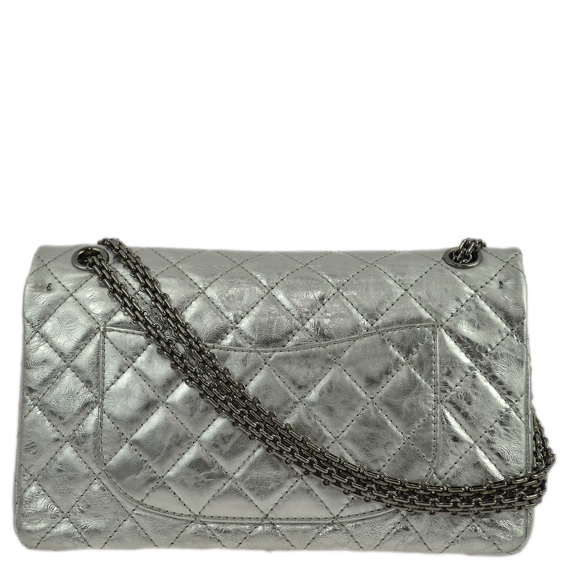 New 1:1 Rep Top Quality Chanel Silver Lambskin 2.55 Classic Double Flap Shoulder Bag