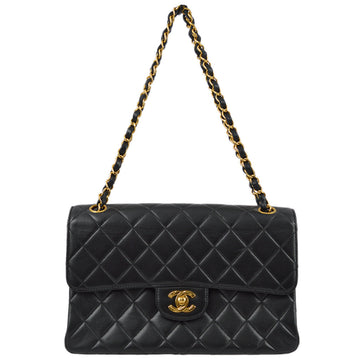 Top Quality Chanel Black Lambskin Double Sided Classic Flap Shoulder Bag