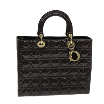CHRISTIAN Top quality Dior Lady Top quality Dior Canage Hand Bag Patent leather Brown Auth 81759