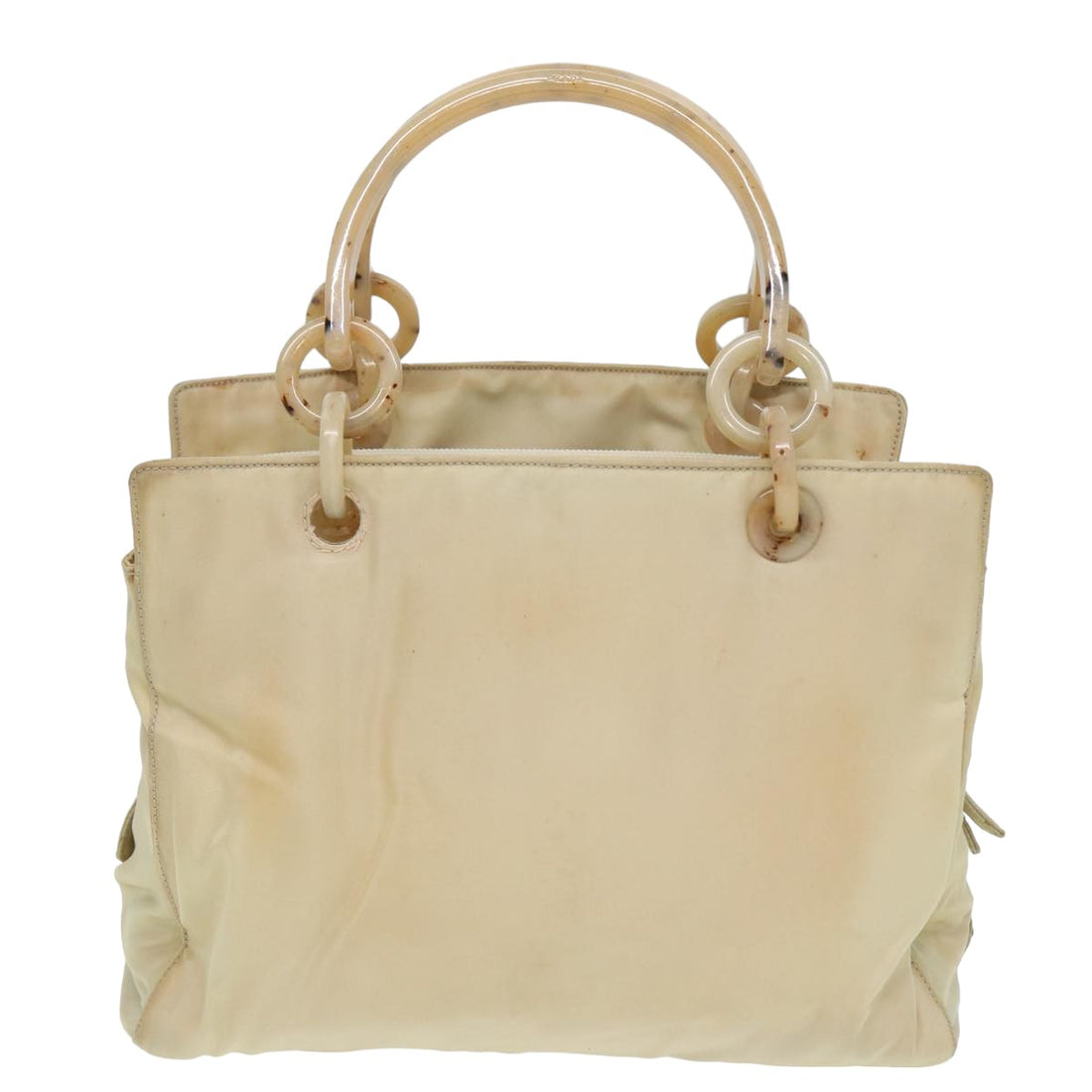 PRADA Hand Bag Nylon Beige Auth 81812