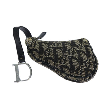 CHRISTIAN Top quality Dior Trotter Canvas Saddle Coin Purse Black Auth 82486
