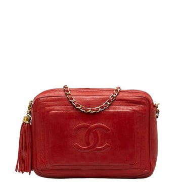 Top Quality Chanel Cocomark Tassel Chain  Shoulder Bag Red Leather  CHANEL