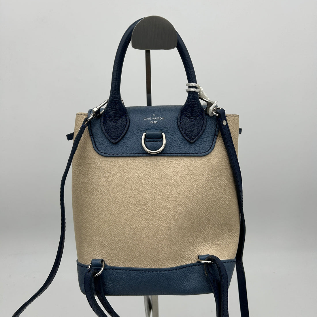 Louis Vuitton Mini Lockme Calfskin Leather Backpack Blue Ivory