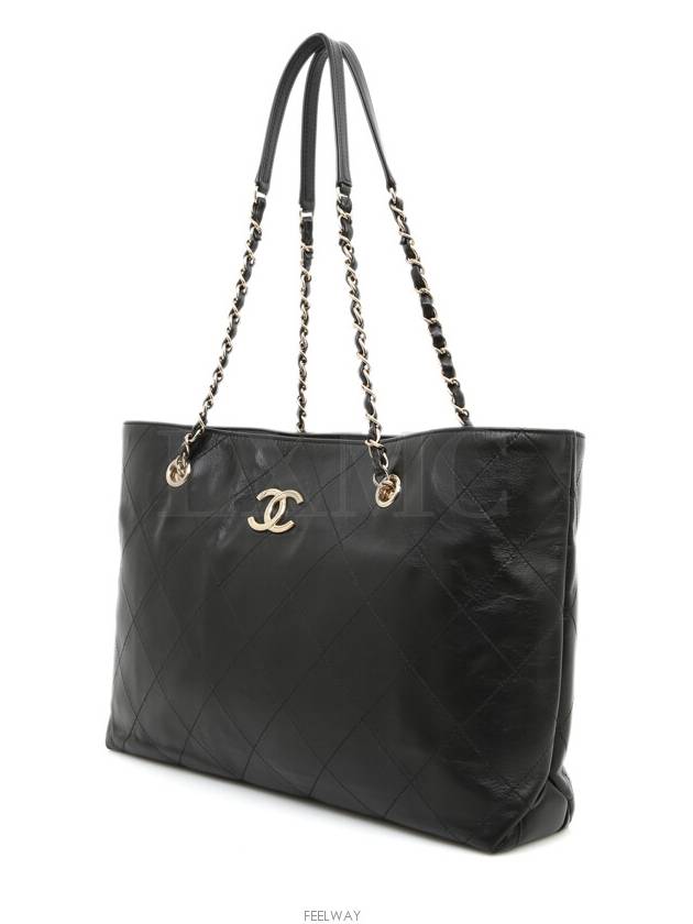 Black Matrasse Chain Shoulder Bag Quilted Medium Shopper AS2442 Chanel