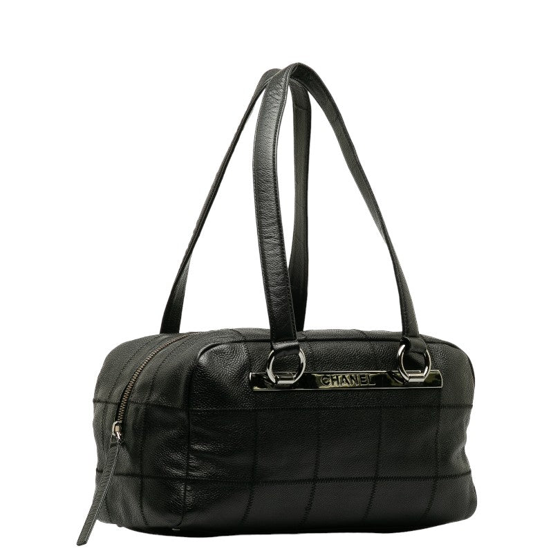 New 1:1 Rep Top Quality Chanel Chocolate Bar Logo  Mini Boston Bag Handbag Black Canvas  CHANEL
