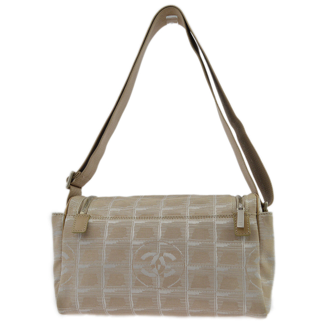 New 1:1 Rep Top Quality Chanel Beige Jacquard Nylon Travel Line Shoulder Bag