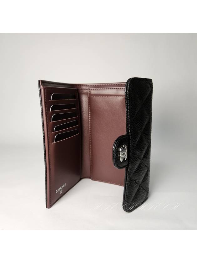 Classic Flap Wallet Grained Calfskin & Silver Black Chanel