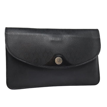 CHRISTIAN Top quality Dior Honeycomb Canvas Clutch Bag PVC Leather Black Silver Auth 84617