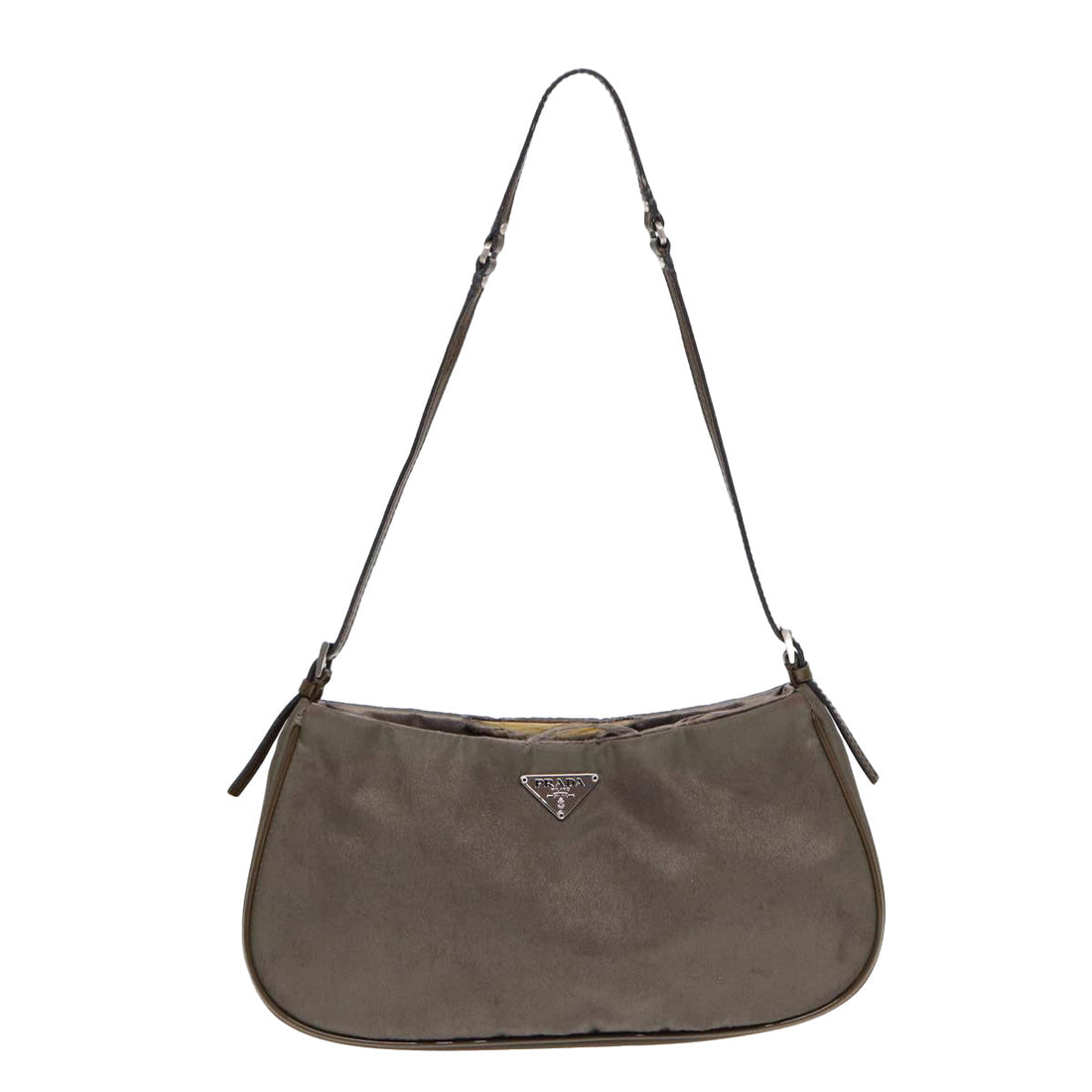 PRADA Accessory Pouch Nylon Khaki Silver Auth 85342
