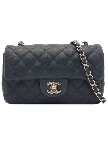 Navy Caviar Silver Chain Classic New Mini Flap Shoulder Bag 26th A69900 Chanel