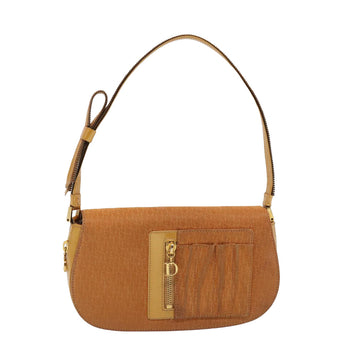 CHRISTIAN Top quality Dior Trotter Canvas Shoulder Bag Brown Gold Auth 85686