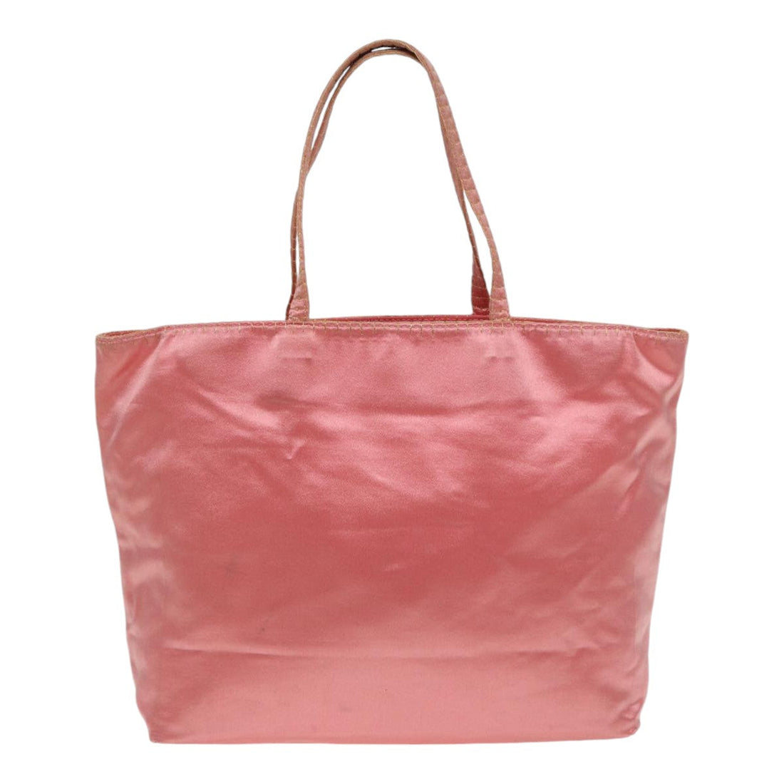 PRADA Hand Bag Satin Gold Pink Auth 85816
