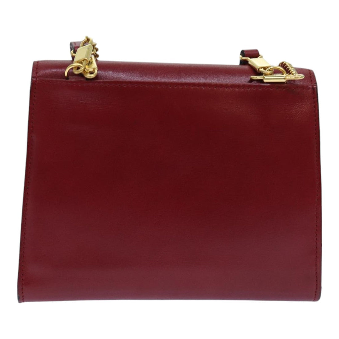 CHRISTIAN Top quality Dior Chain Shoulder Bag Leather Red Gold Auth 85850