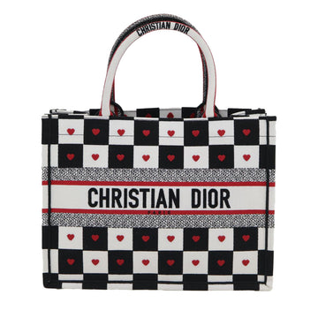 CHRISTIAN Top quality Dior Top quality Dior Amour Book Tote Tote Bag Canvas Black White Auth 85927A