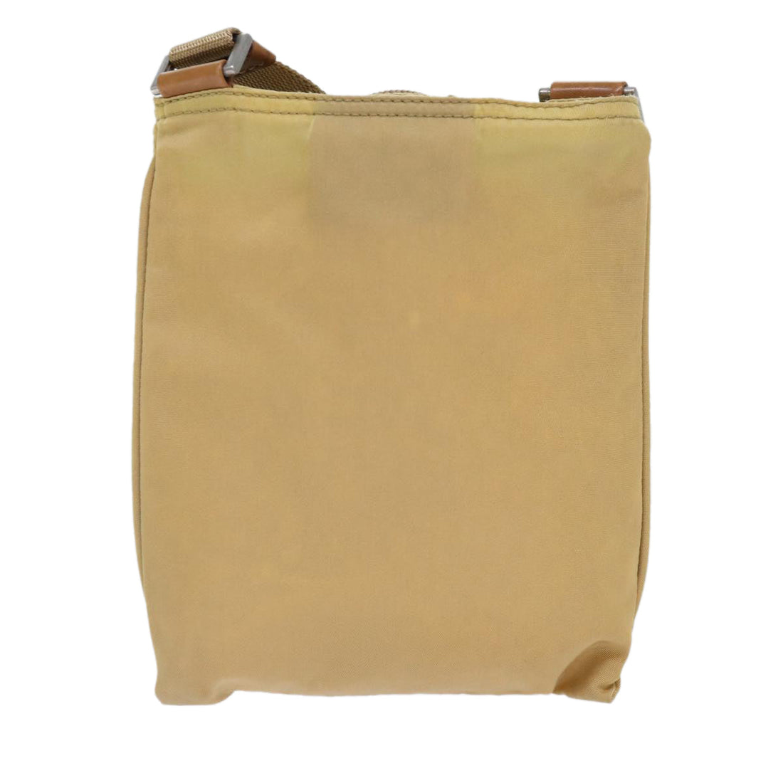 PRADA Shoulder Bag Nylon Beige Silver Auth 86701